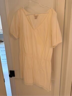 J. Crew Cream Short-Sleeve V-Neck Tunic Tee